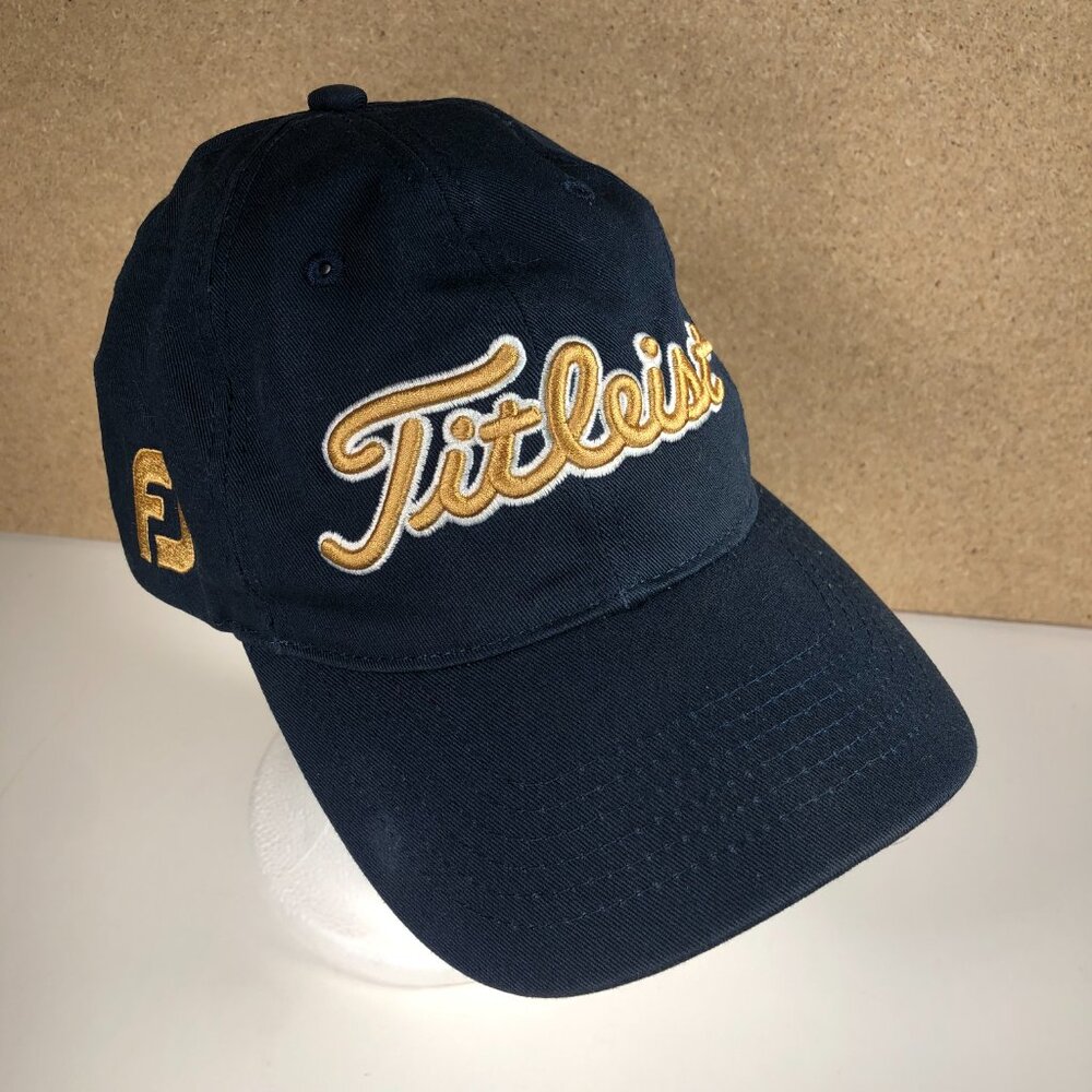 Titleist FJ Pro V1 Adjustable Hat Blue Gold Golf Strapback Cap OSFM WVU